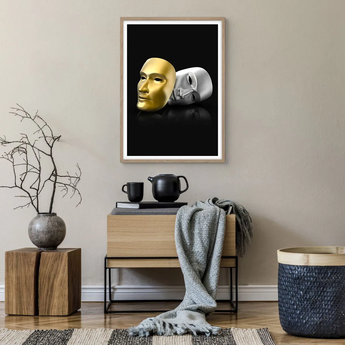 Poster in light oak frame - Life Is a Theatre - 50x70 cm