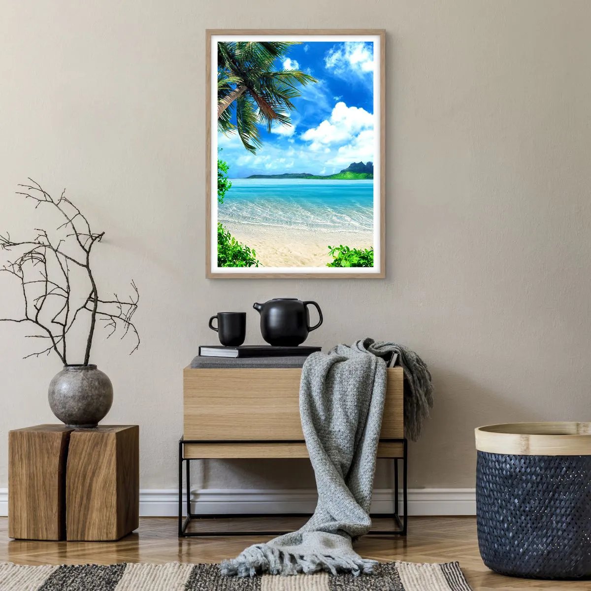 Plakat w ramie jasny dąb - Lazur tropików - 50x70 cm