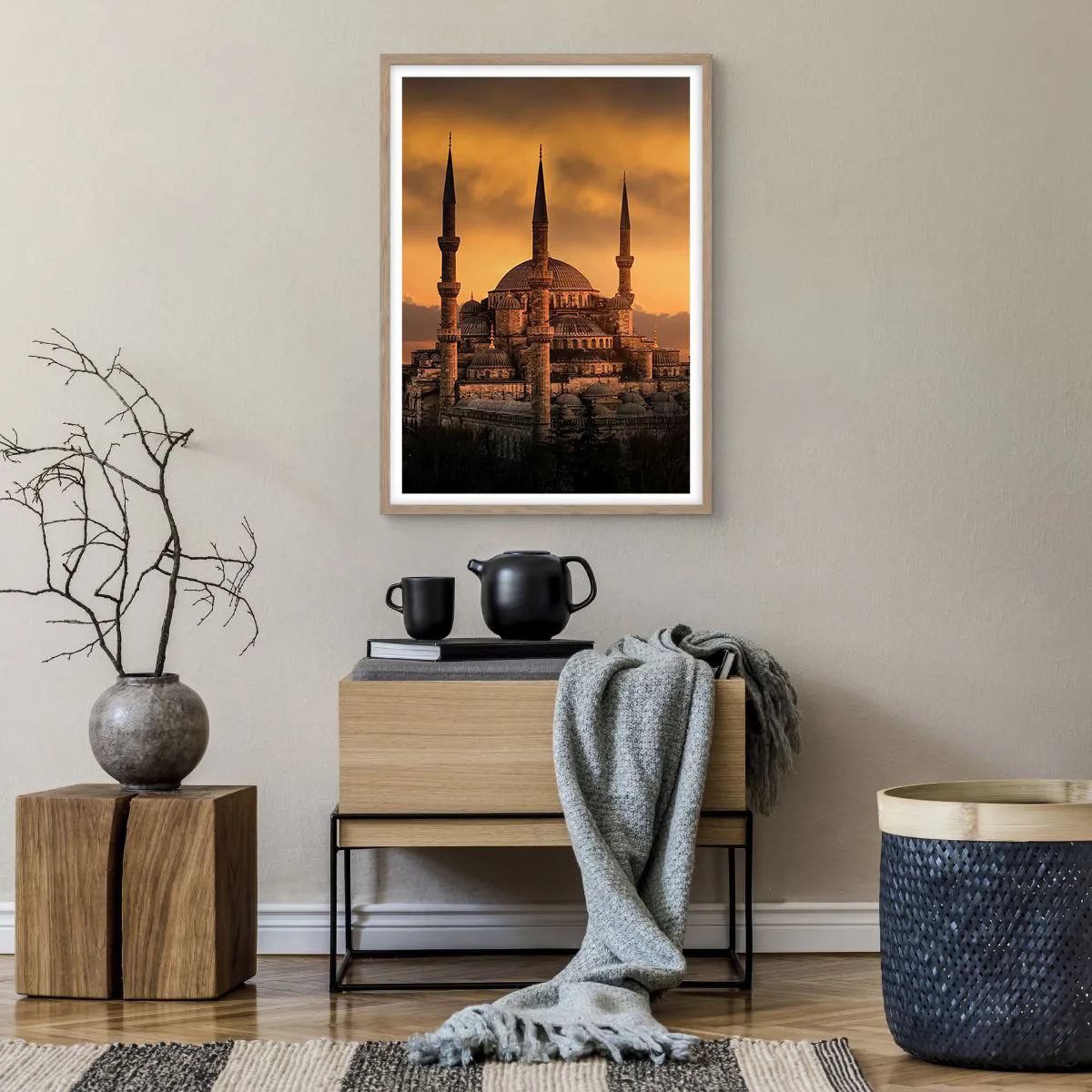 Poszter világos tölgy keretben - Isten hatalmas - 50x70 cm