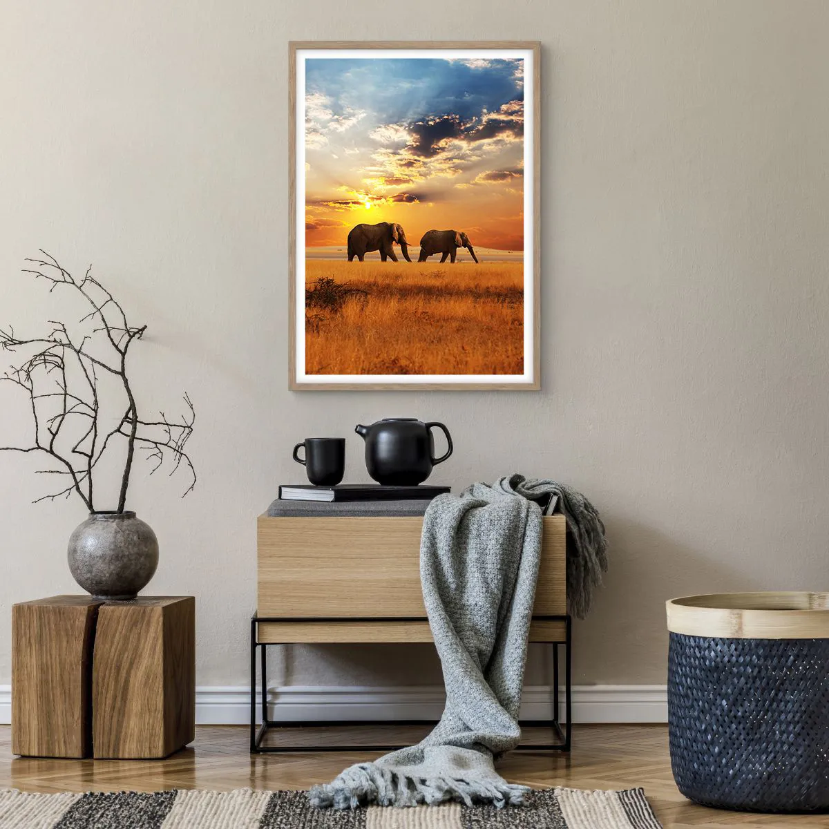 Poster in light oak frame - Family Walk - 50x70 cm