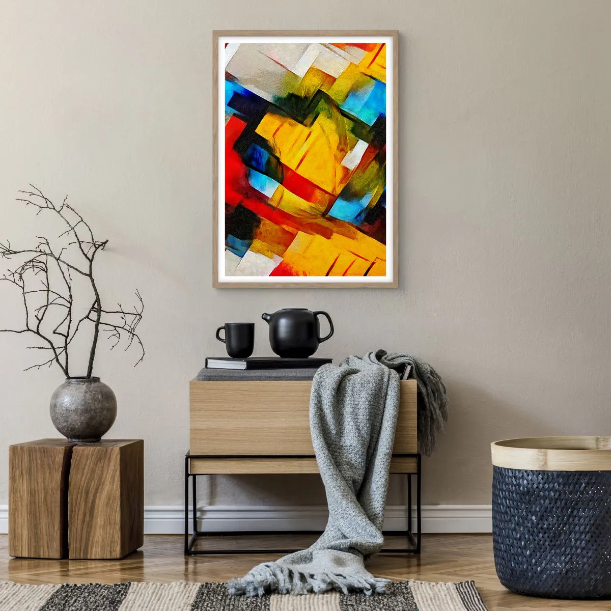 Affiche dans un chêne clair - Poster - Une superposition multicolore - 50x70 cm