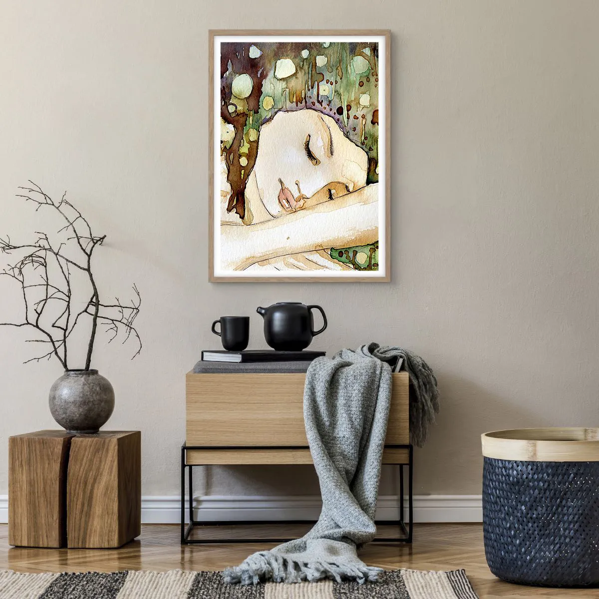 Pôster com moldura de carvalho claro - Um sonho Violeta Esmeralda - 50x70 cm