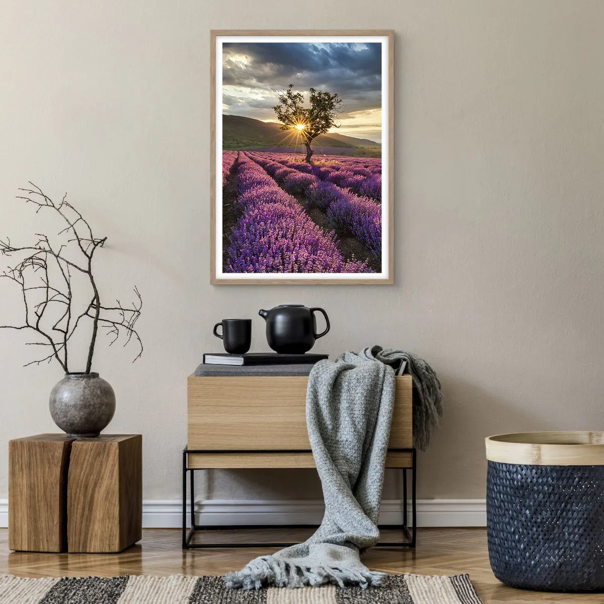 Plakat w ramie jasny dąb - Aromat w kolorze lila - 50x70 cm