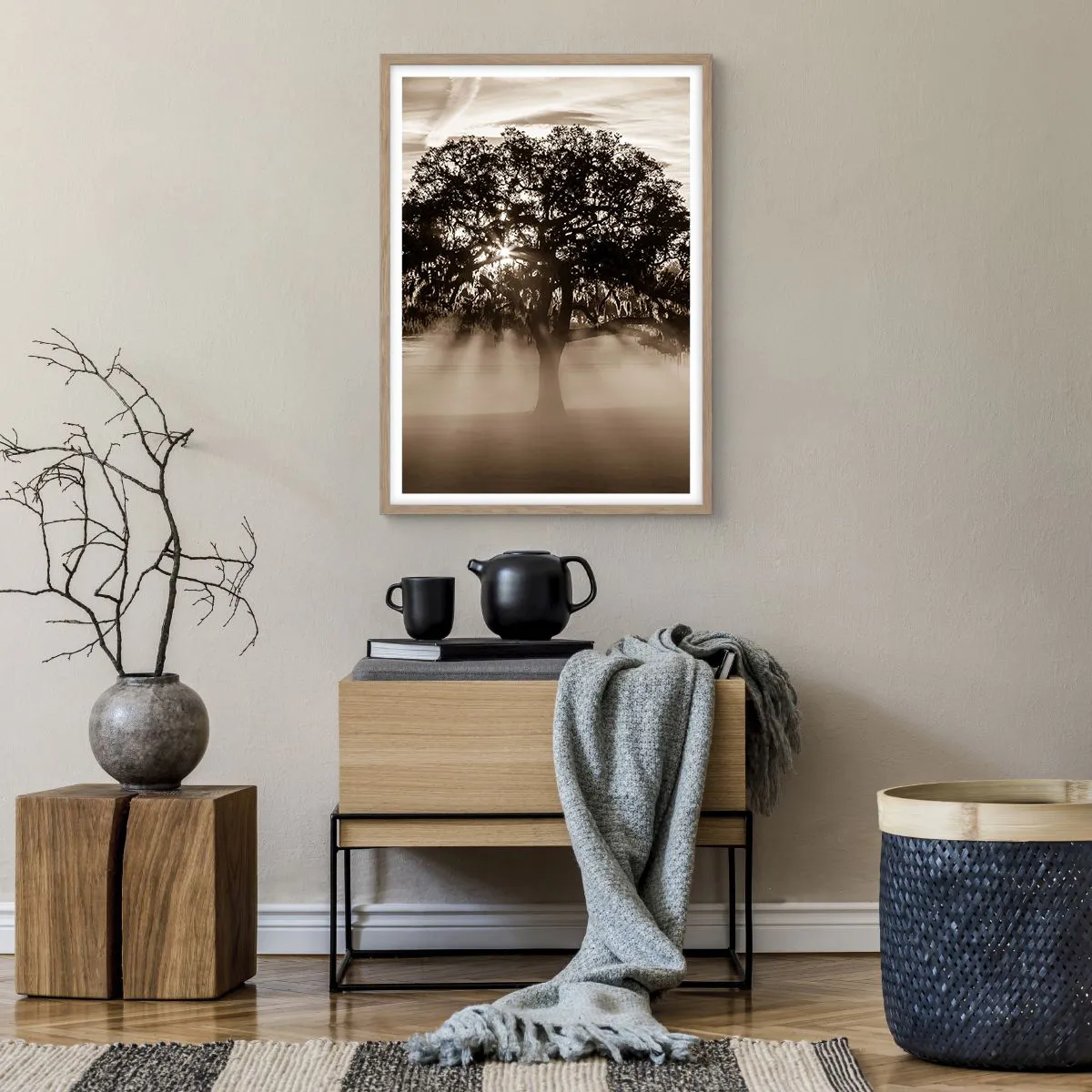 Plakat i ramme af lyst egetræ - Det gode videnstræ - 50x70 cm