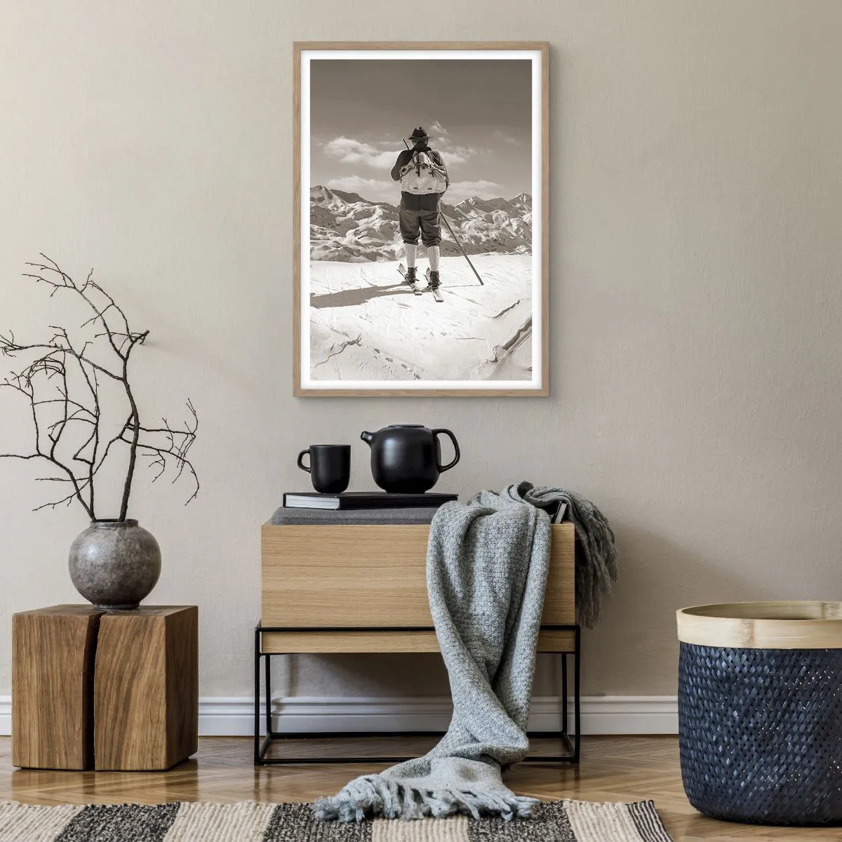 Pôster com moldura de carvalho claro - E as montanhas são as mesmas - 50x70 cm