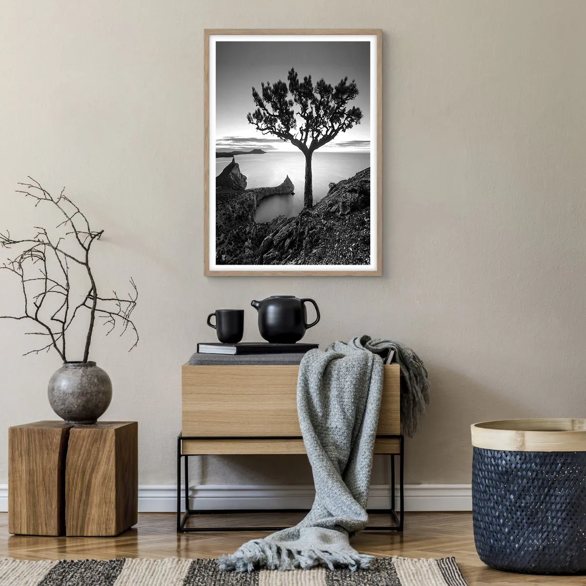 Poster în ramă de stejar deschis - Liniște până la orizont - 50x70 cm