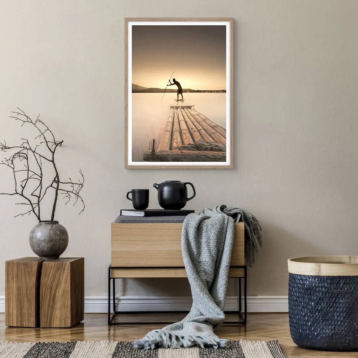 Plakat i ramme af lyst egetræ - Før du hviler - 50x70 cm