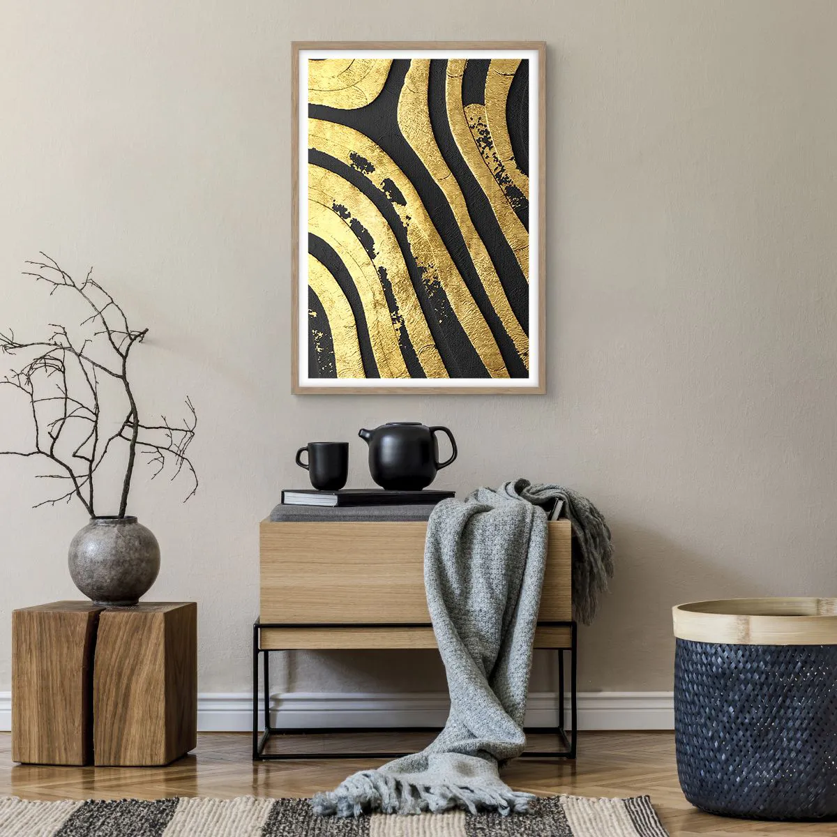 Plakát v rámu světlý dub - Vše plyne - 50x70 cm