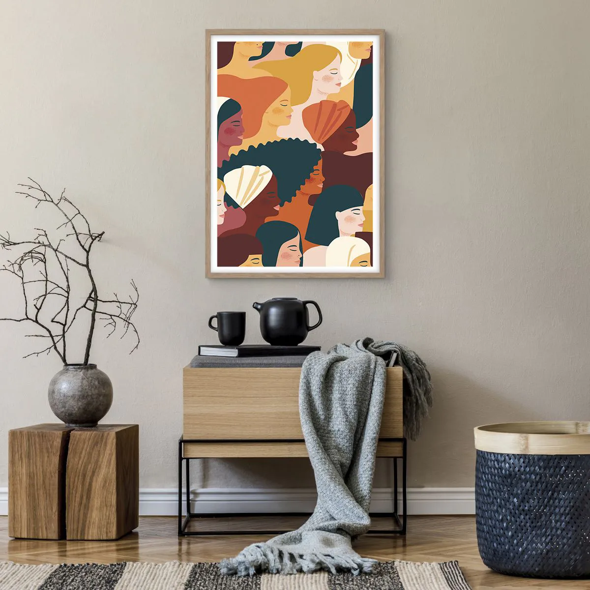 Plagát v ráme zo svetlého duba - Iba ženskosť - 50x70 cm