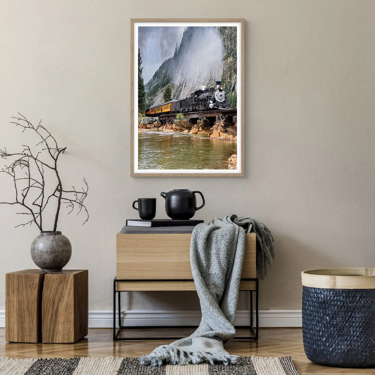 Affiche dans un chêne clair - Poster - Et lui jusqu'où? Jusqu'où? - 50x70 cm