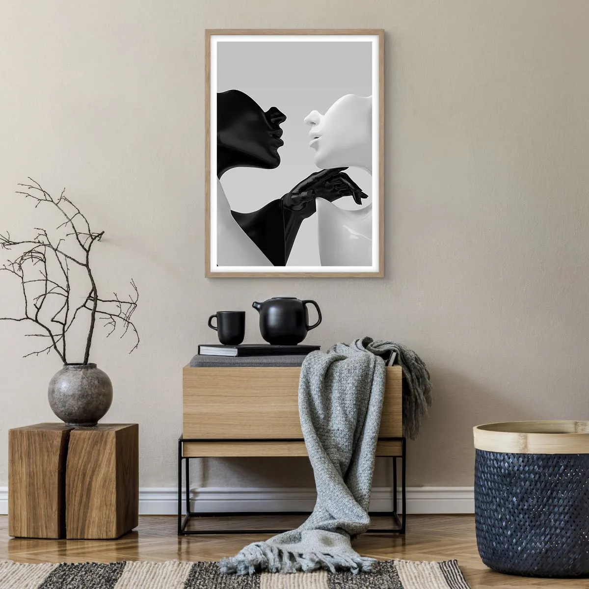 Pôster com moldura de carvalho claro - Atração – desejo - 50x70 cm