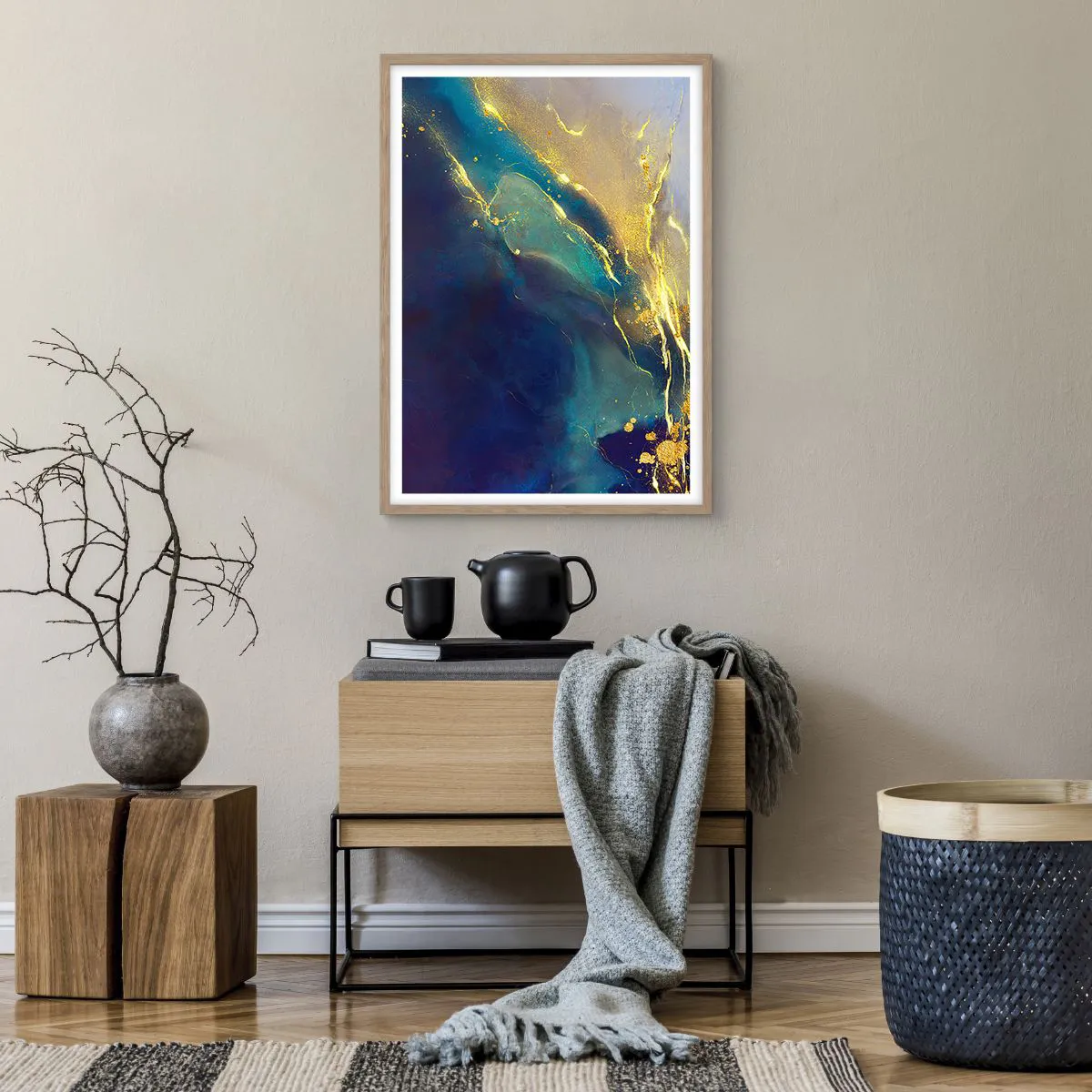 Poster in einem Rahmen aus heller Eiche - Der goldene Teich - 50x70 cm