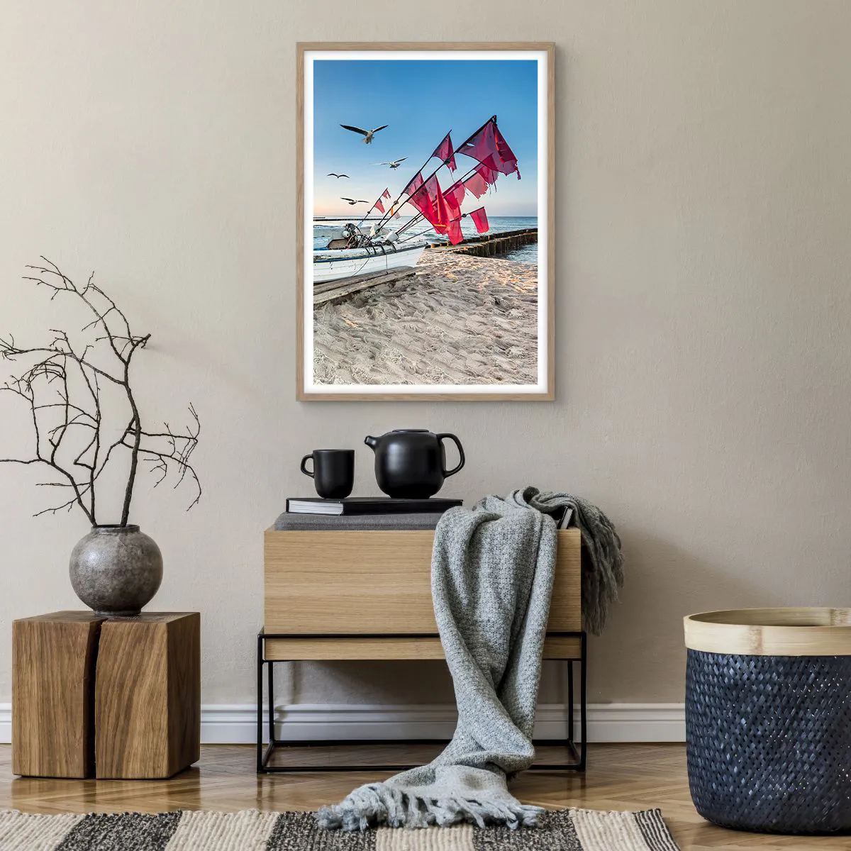 Poster in einem Rahmen aus heller Eiche - Wohlverdiente Ruhe - 50x70 cm