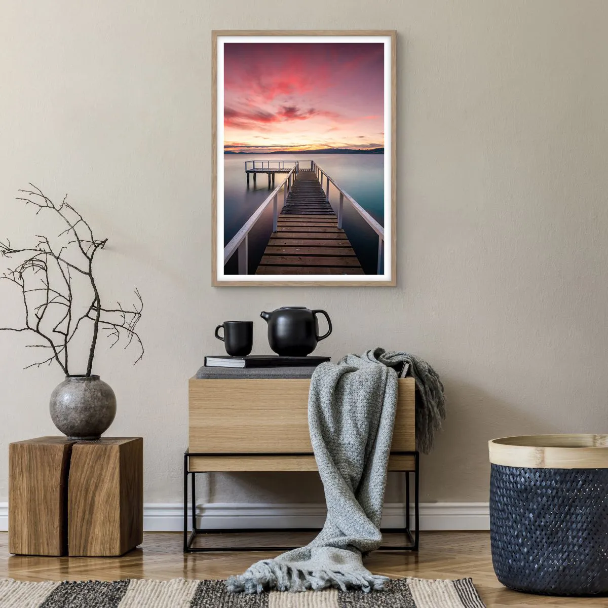 Poster in einem Rahmen aus heller Eiche - Die sanfte Flamme des Abends - 50x70 cm