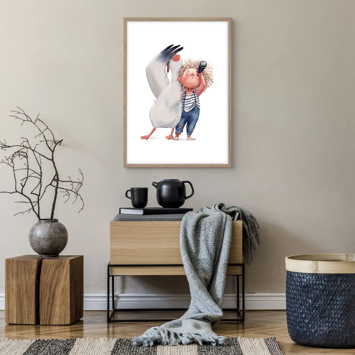 Plakat i ramme af lyst egetræ - En plan for en fantastisk rejse - 50x70 cm