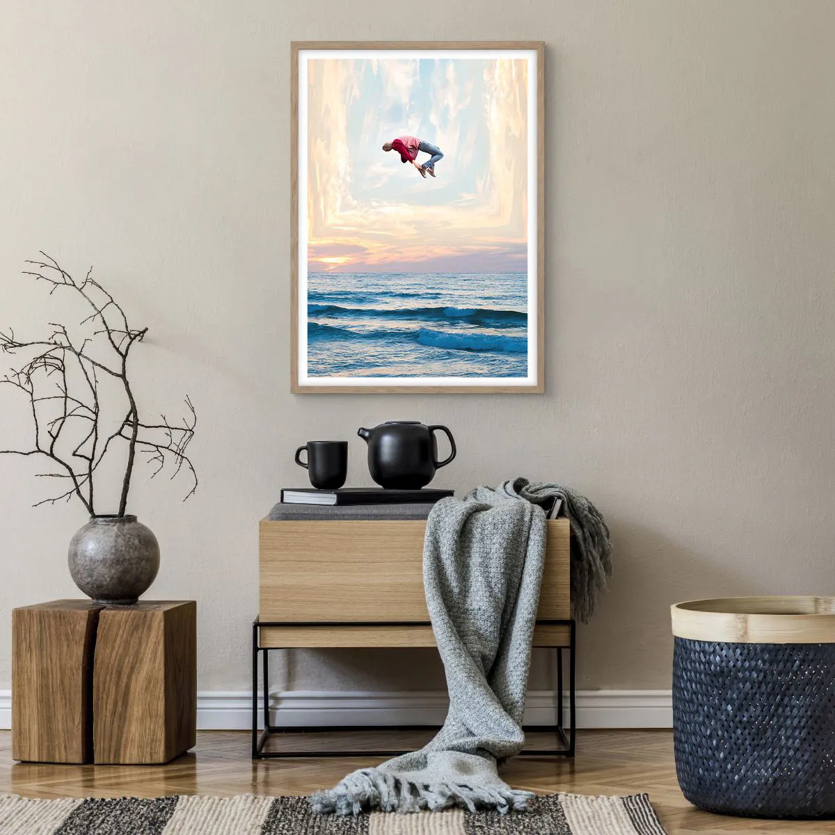 Plakat i ramme af lyst egetræ - Til en anden dimension - 50x70 cm