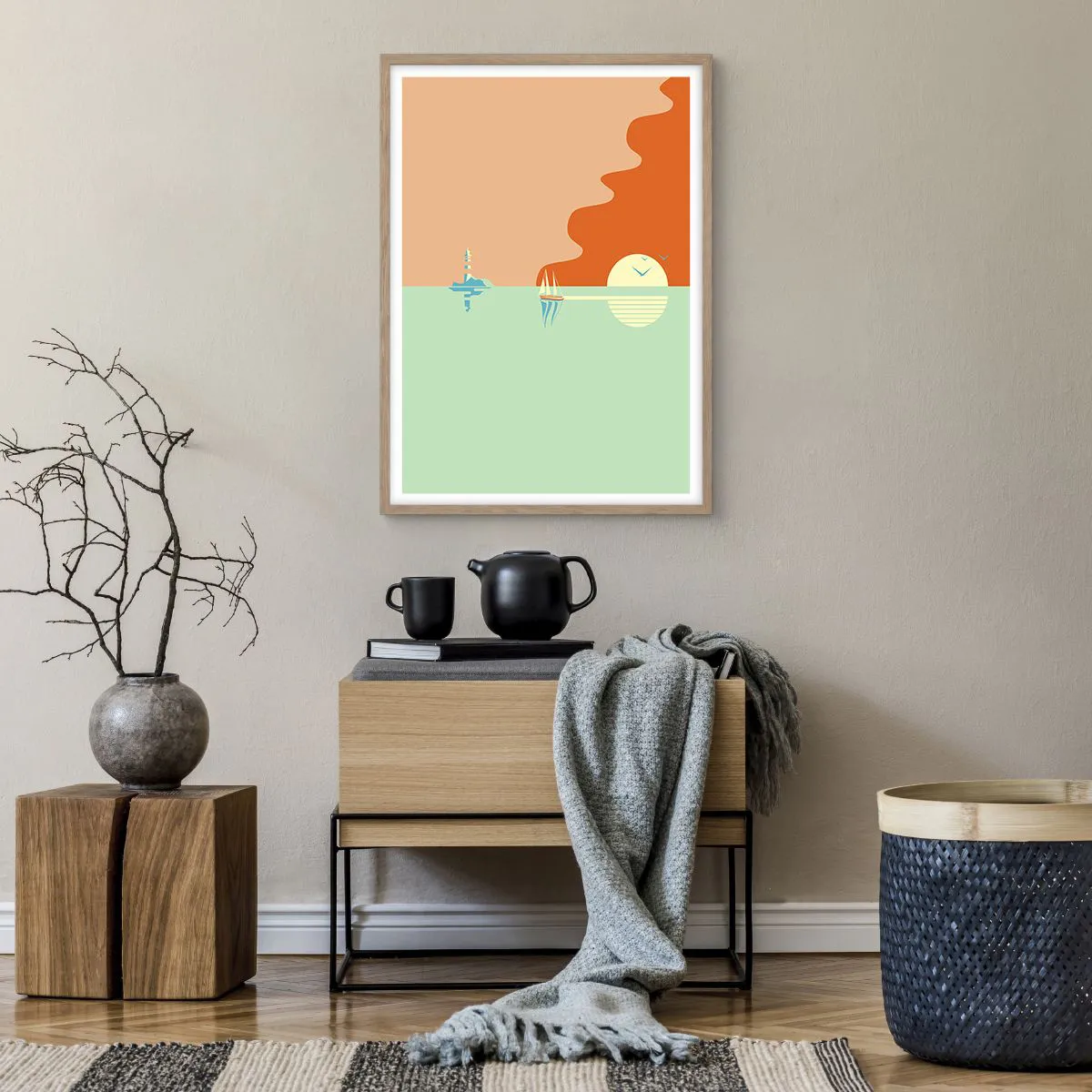 Poster in einem Rahmen aus heller Eiche - Die perfekte Meereslandschaft - 50x70 cm