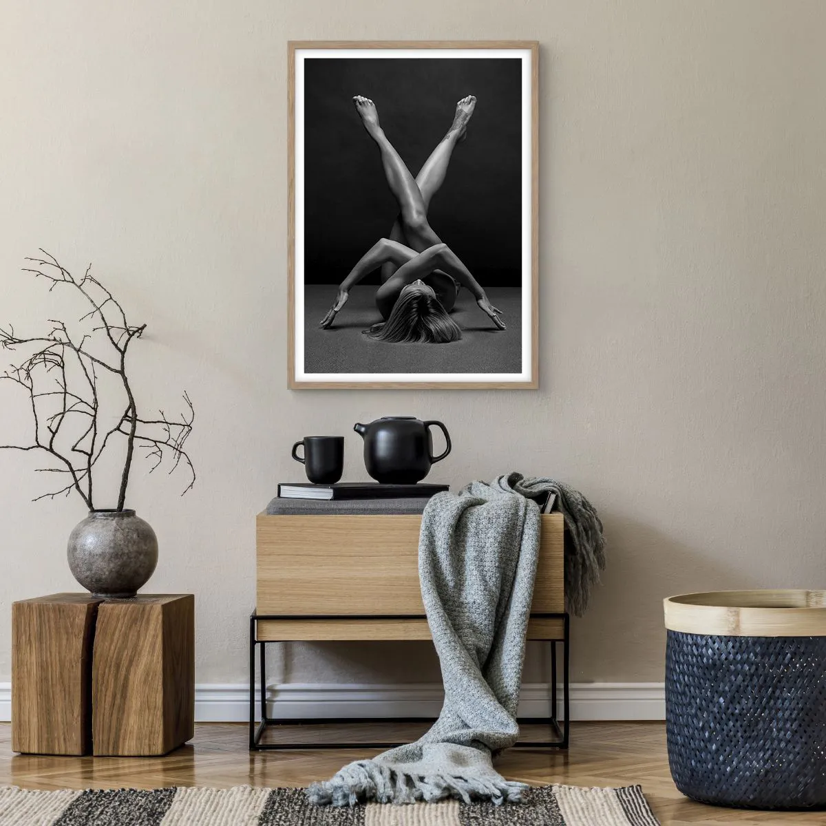 Affiche dans un chêne clair - Poster - Géométrie de la nudité - 50x70 cm