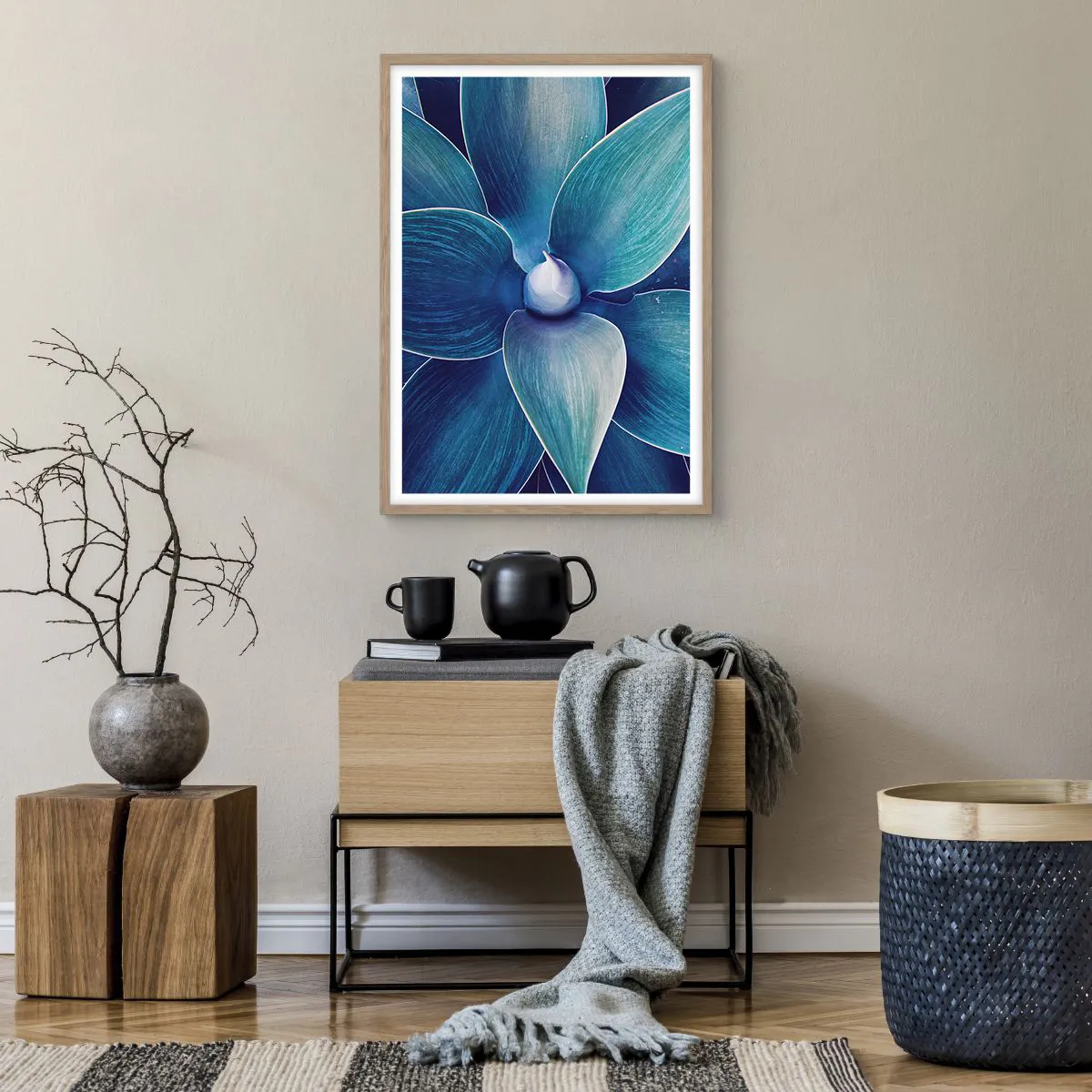 Poszter világos tölgy keretben - Kékezve az égből - 50x70 cm