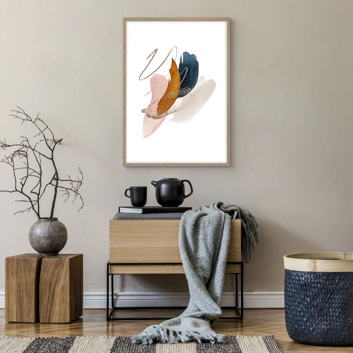 Affiche dans un chêne clair - Poster - Composition ailée - 50x70 cm