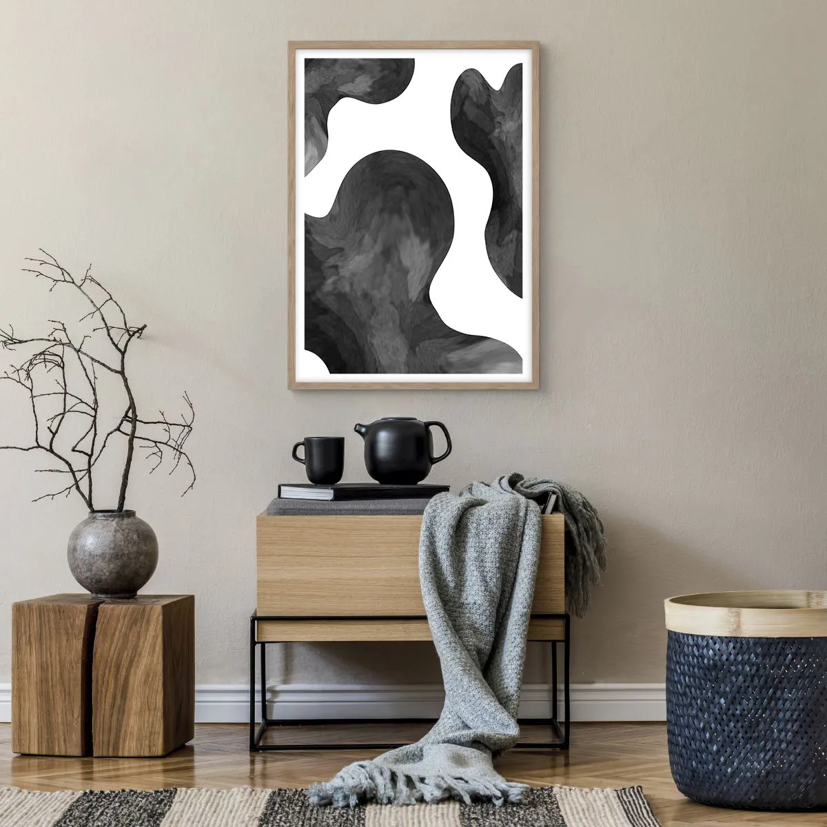 Poster în ramă de stejar deschis - Calea Lactee - 50x70 cm