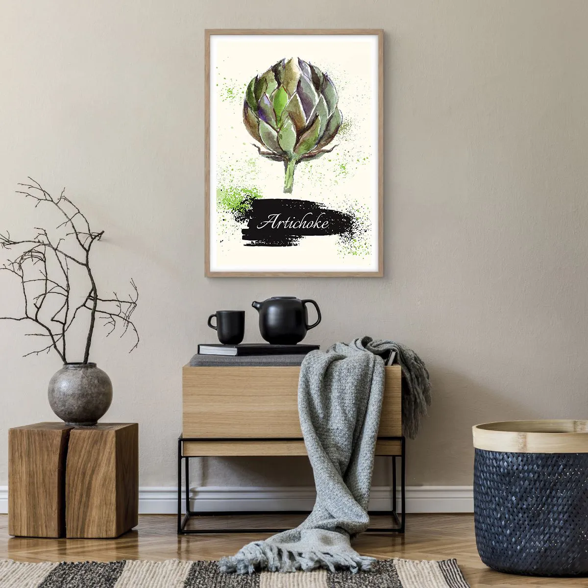 Poster în ramă de stejar deschis - Trăiască legumele! - 50x70 cm