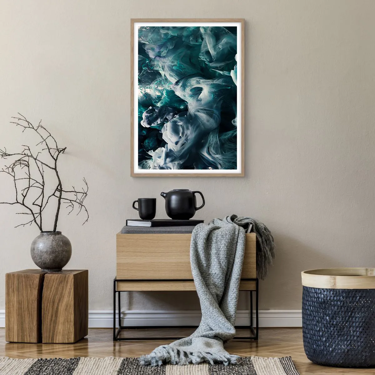 Plakát v rámu světlý dub - Pohyb barvy - 50x70 cm