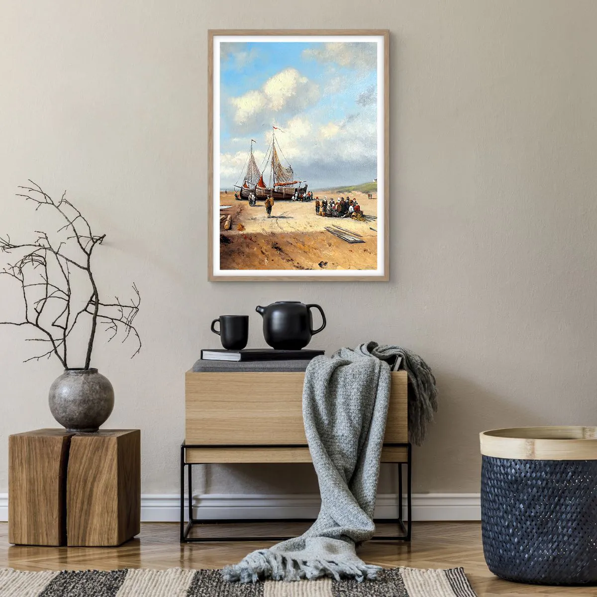 Plakat w ramie jasny dąb - Po udanym połowie - 50x70 cm