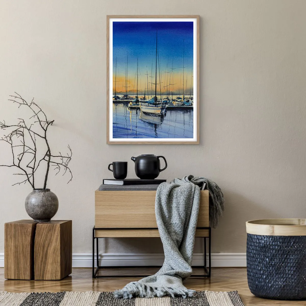 Poster in einem Rahmen aus heller Eiche - Ende eines guten Tages - 50x70 cm