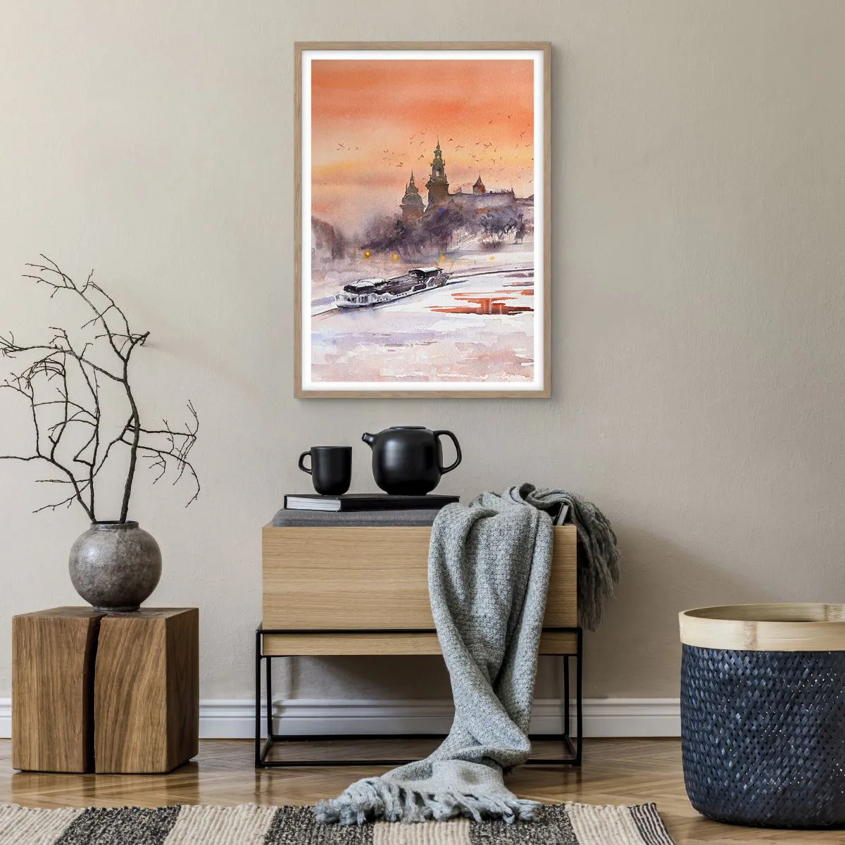 Poszter világos tölgy keretben - Királyi naplemente - 50x70 cm