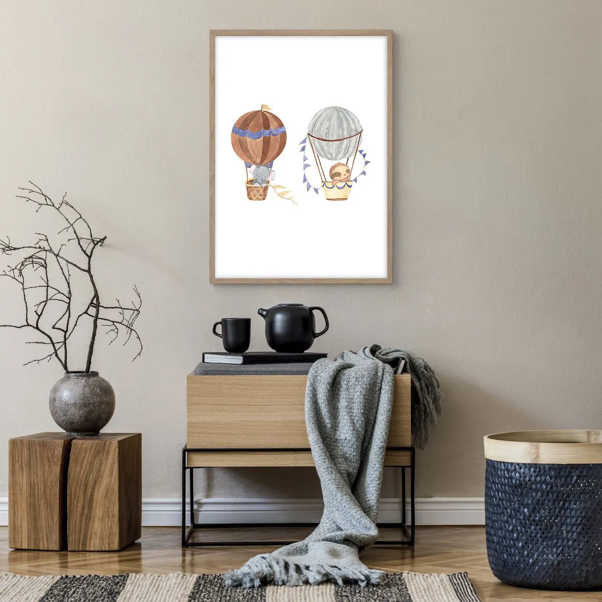 Plakát v rámu světlý dub - Přátelé na cestách - 50x70 cm