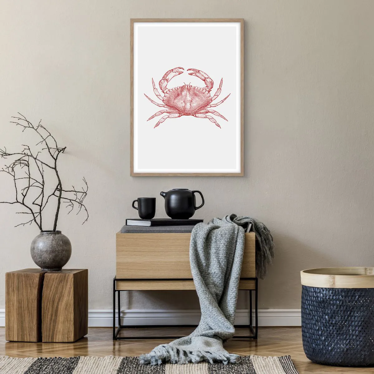 Plakat w ramie jasny dąb - Krab nad kraby - 50x70 cm