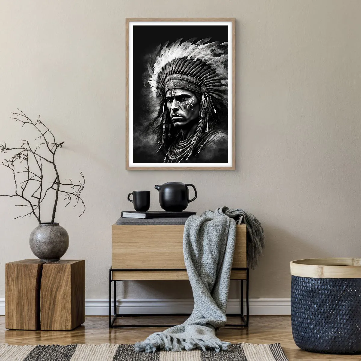 Pôster com moldura de carvalho claro - Um líder e um guerreiro - 50x70 cm