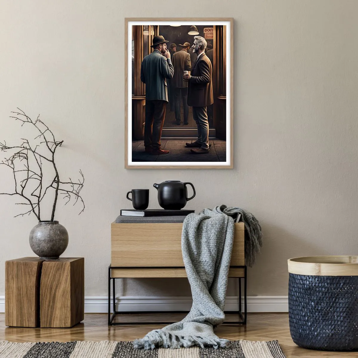 Poster in einem Rahmen aus heller Eiche - Gute Zeit des Tages - 50x70 cm