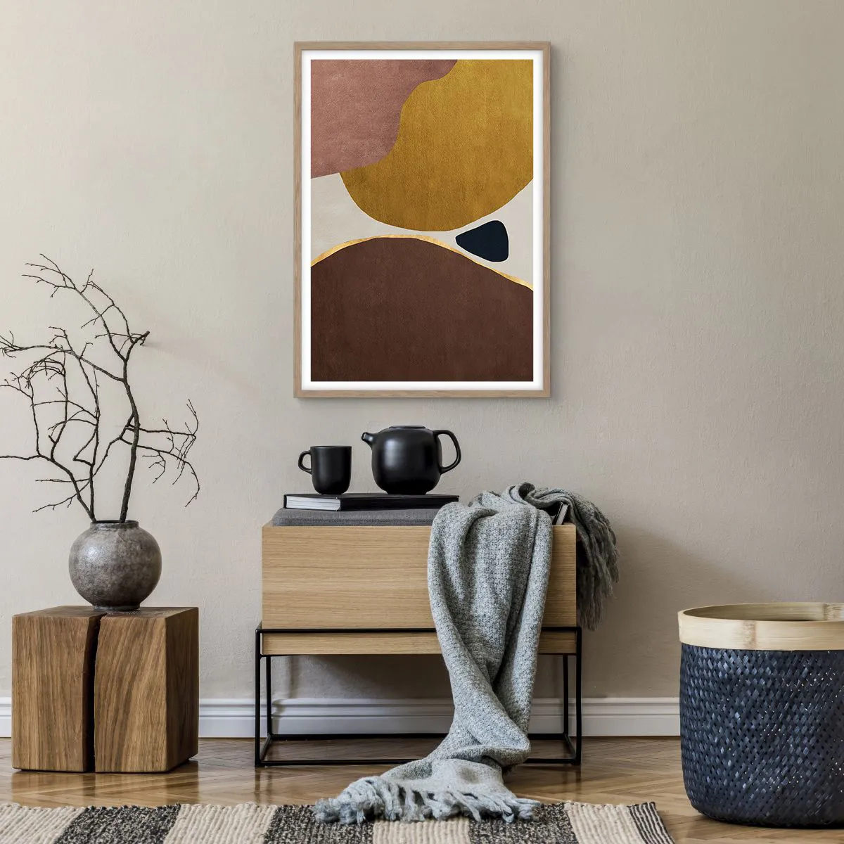 Póster en marco roble claro - Abstracción - un lugar en el espacio - 50x70 cm