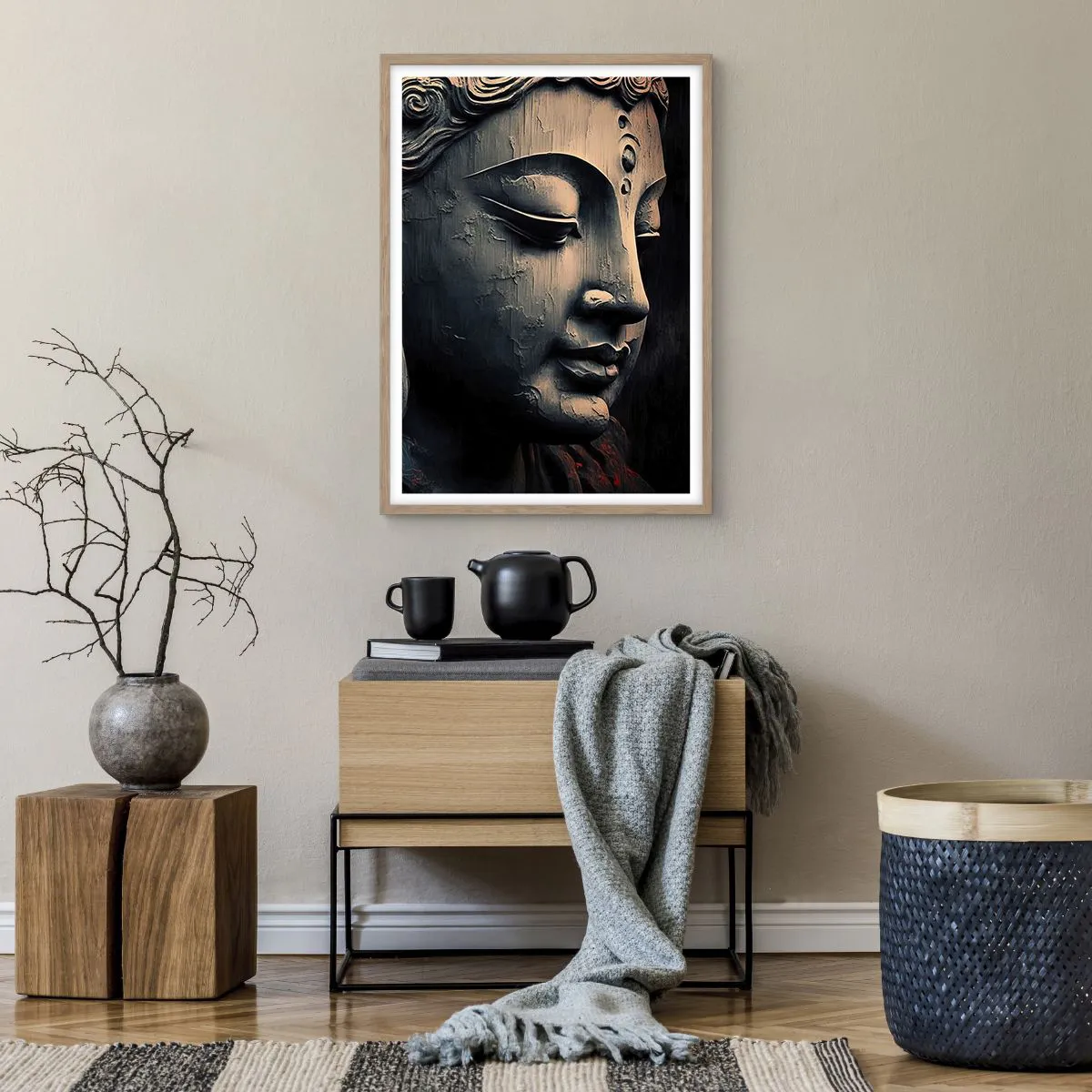 Poszter világos tölgy keretben - Összhangban a világgal - 50x70 cm