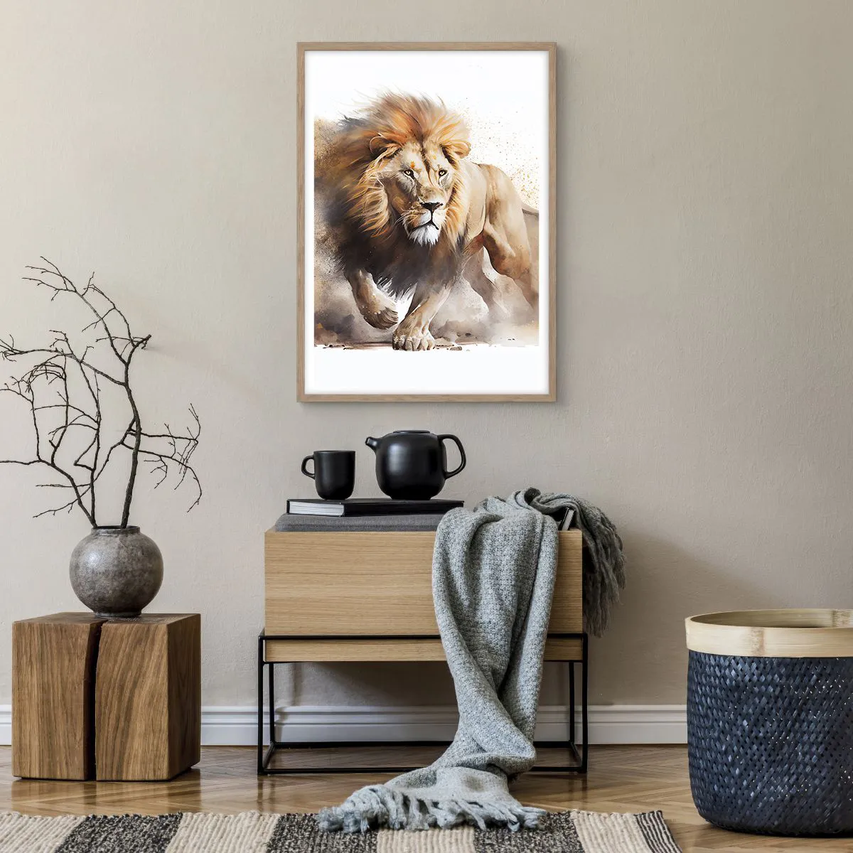 Poster in cornice rovere chiaro - Il re si è mosso - 50x70 cm