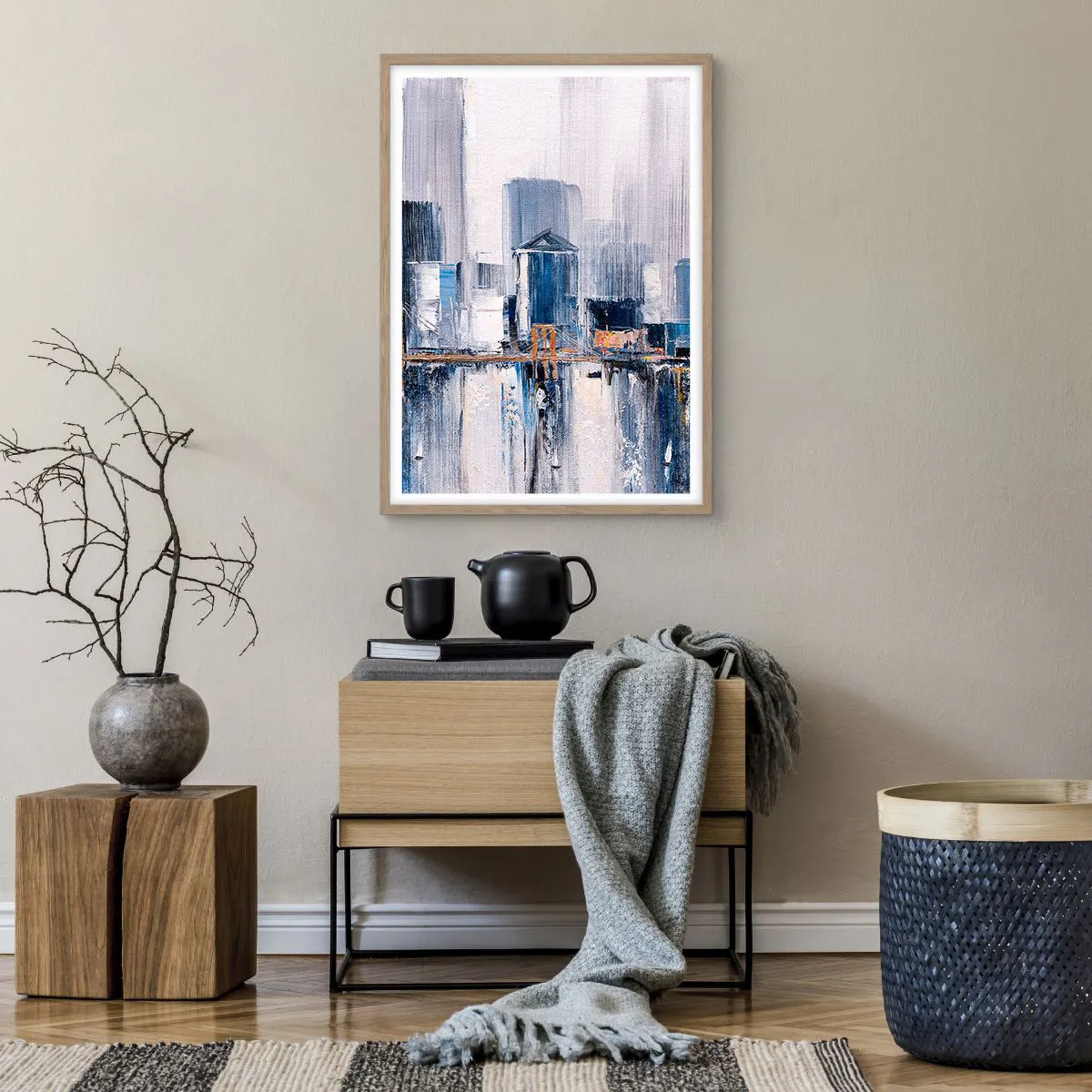 Plakát v rámu světlý dub - Newyorská imprese - 50x70 cm