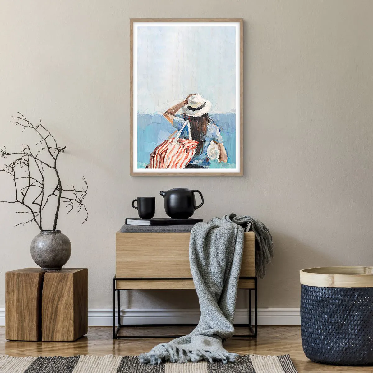 Poster in cornice rovere chiaro - Benvenuti in vacanza - 50x70 cm