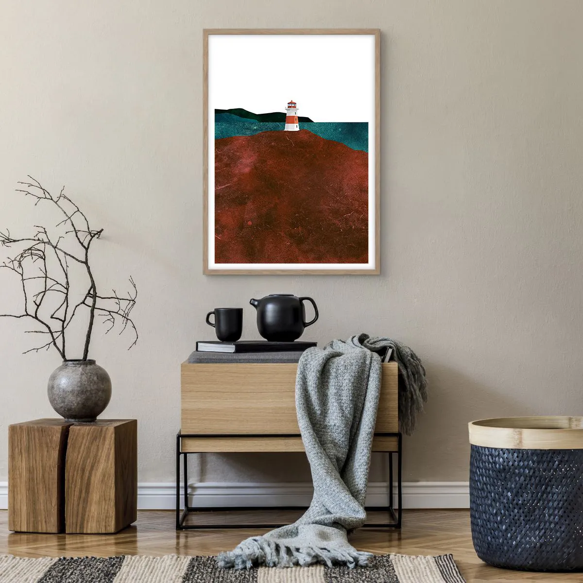 Poster in light oak frame - Gazing at the Sea - 50x70 cm