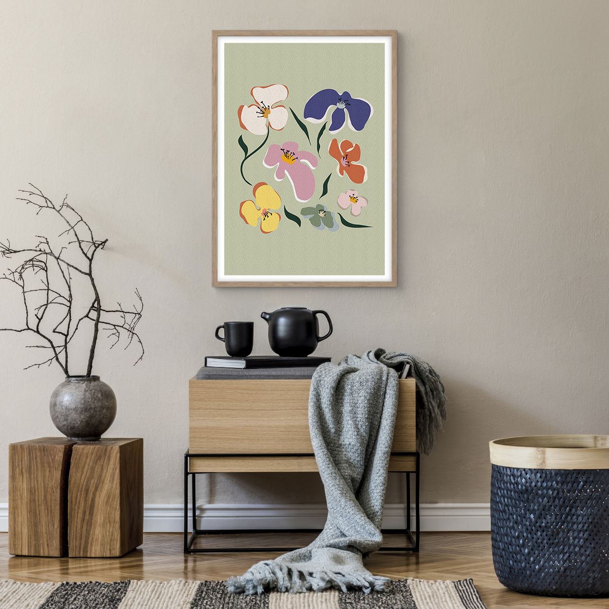 Affisch i ram av ljusek Blommor, Affisch i ram av ljusek Modern, Affisch i ram av ljusek Minimalism