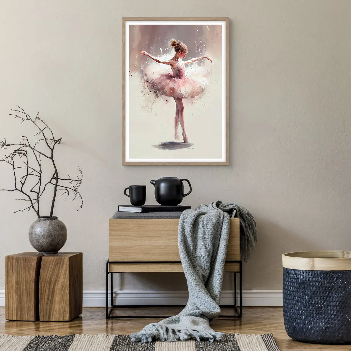 Plakat i ramme af lyst egetræ - Som en ung fugl - 50x70 cm