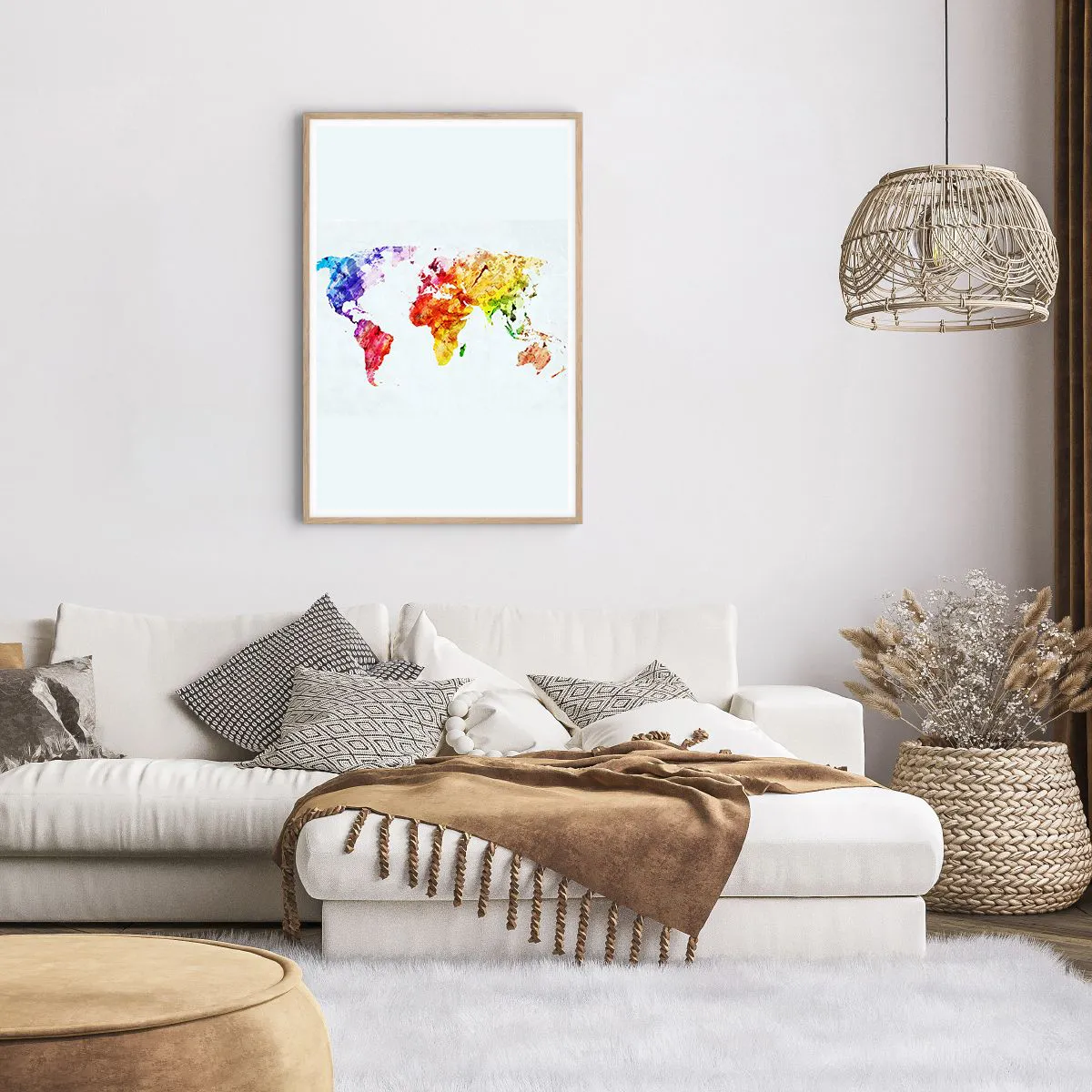 Affiche dans un chêne clair - Poster - Toutes les couleurs du monde - 61x91 cm