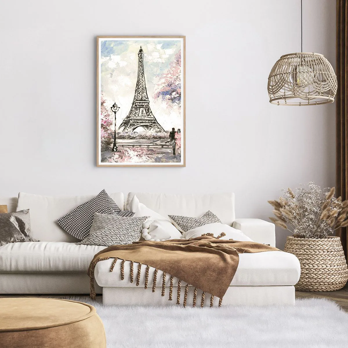 Poszter világos tölgy keretben - Áprilisi séta Párizsban - 61x91 cm