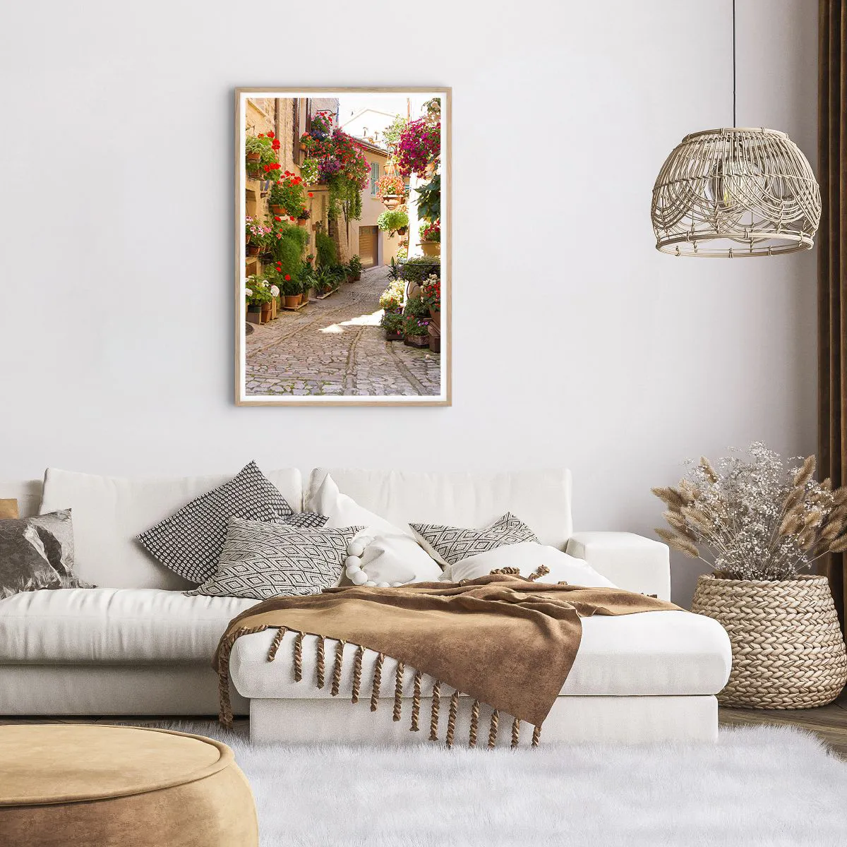 Póster en marco roble claro - En un torrente de flores - 61x91 cm