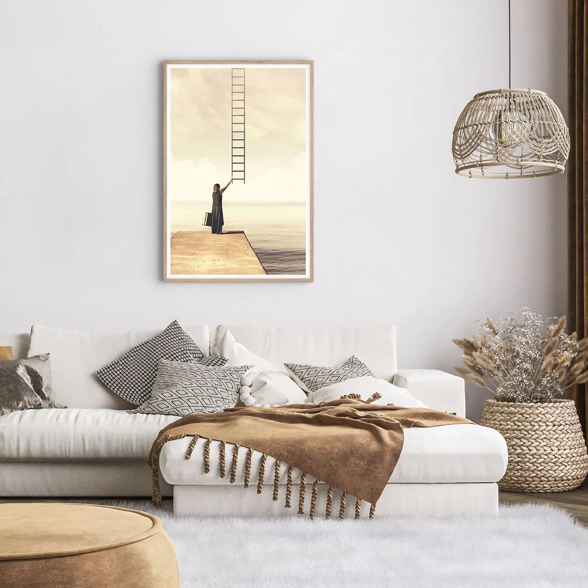 Plakat i ramme af lyst egetræ - En magisk rejse - 61x91 cm