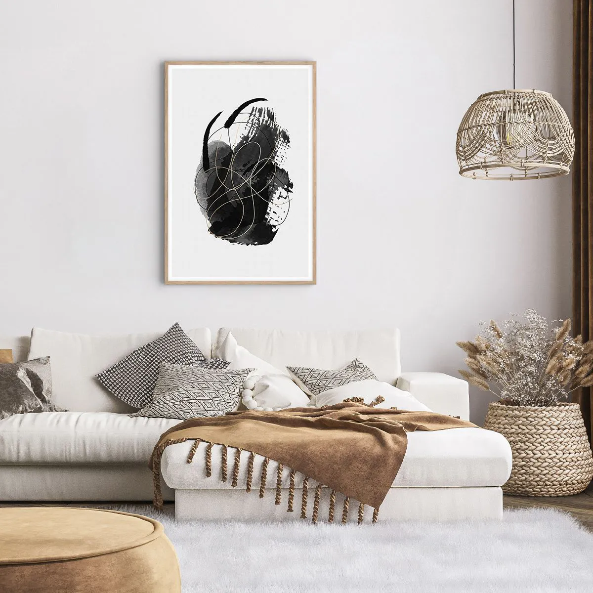 Plakat w ramie jasny dąb - Wysnute z czerni - 61x91 cm