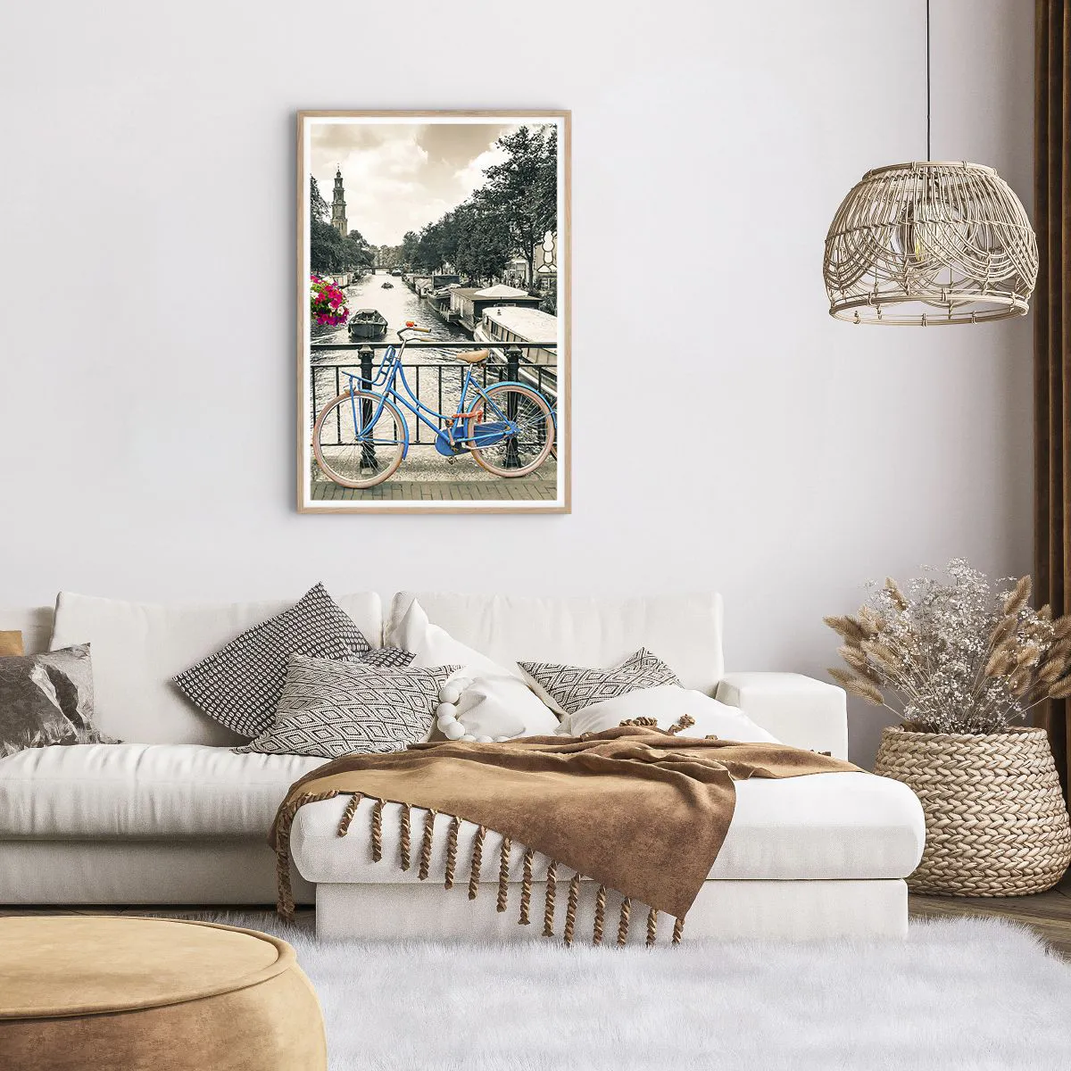 Poster in light oak frame - Colour of a Street in Amsterdam - 61x91 cm