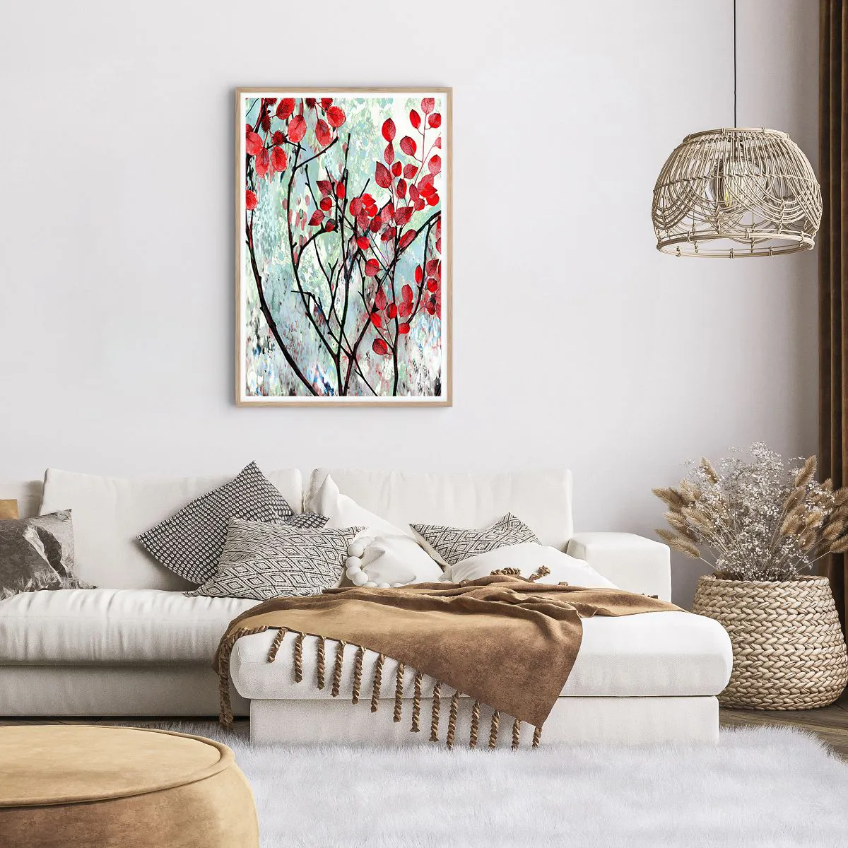 Affiche dans un chêne clair - Poster - Arbre en écarlate - 61x91 cm