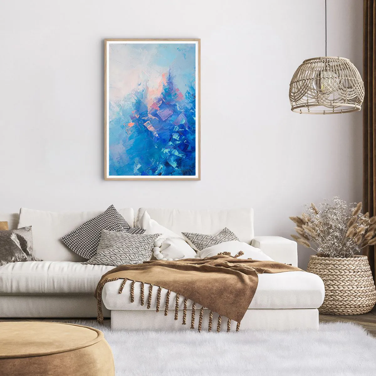 Plakat w ramie jasny dąb - Zimowa abstrakcja - 61x91 cm